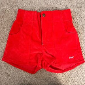 Hammies Vibrant Red High Waist Corduroy Shorts XS